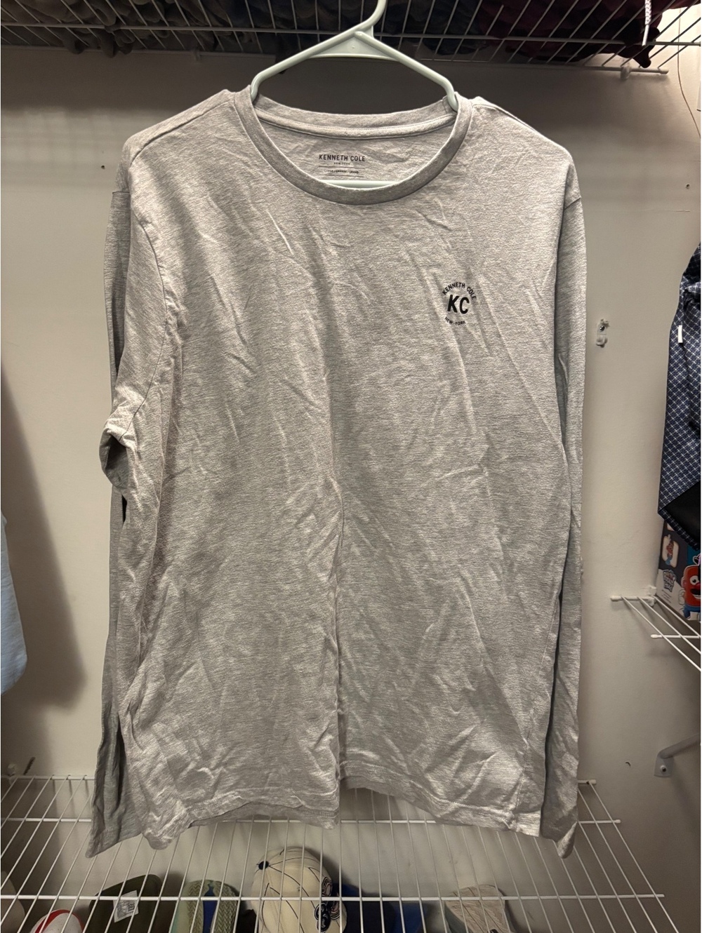 Kenneth Cole New York Men's Long Sleeve T-Shirt Large Gray
